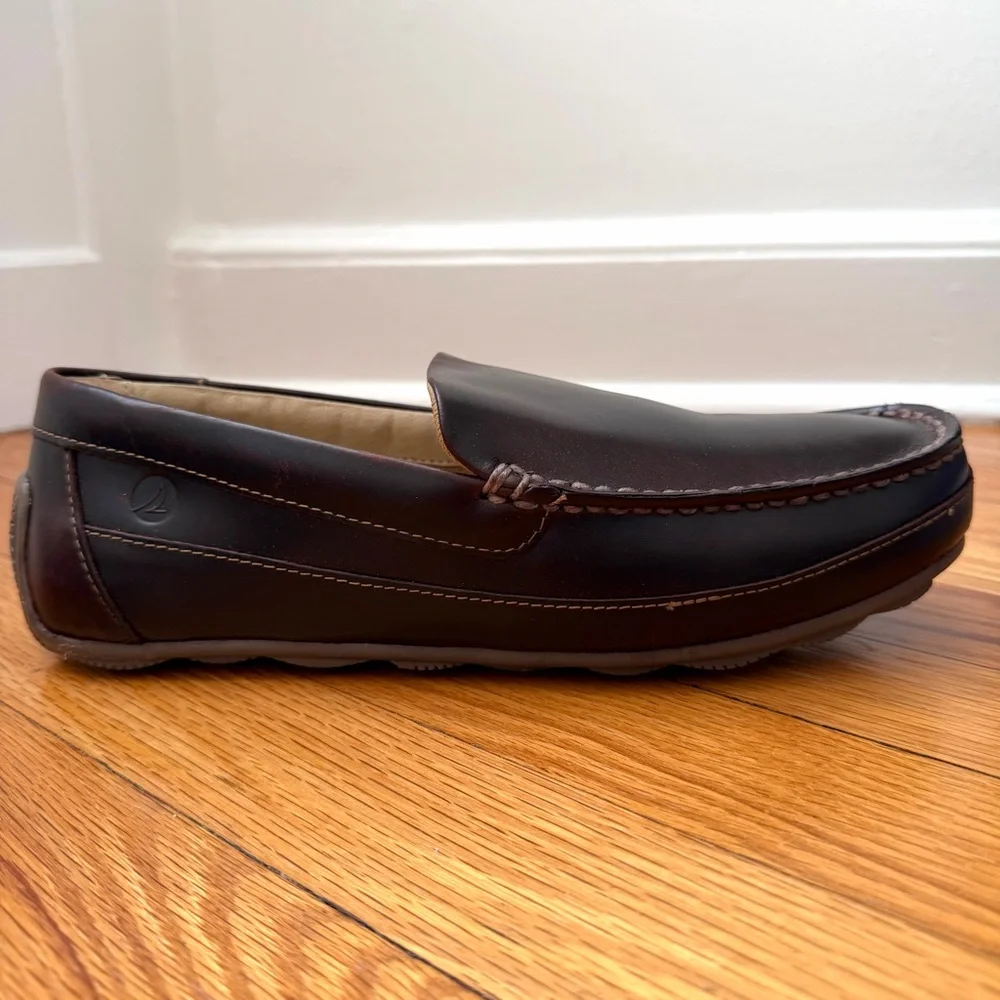 Sperry Hampden Venetian Amaretto Brown Leather Loafers Driving Shoes Size 7